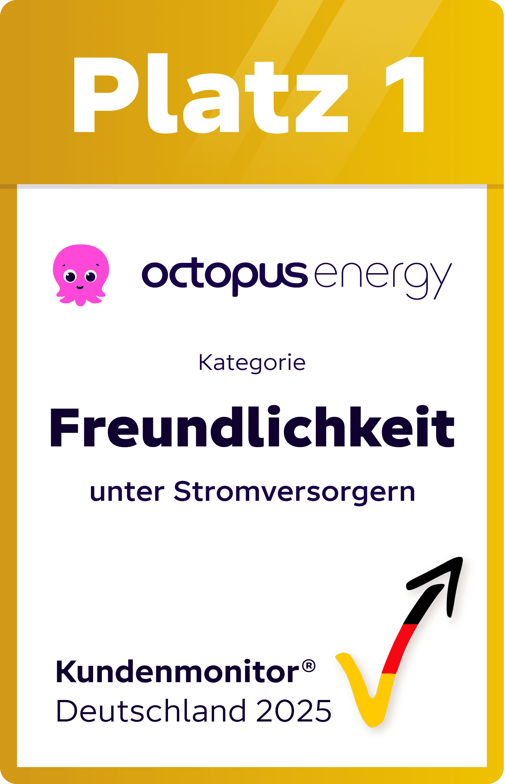 Platz 1 Kundenmonitor Freundlichkeit aller Stromversorger