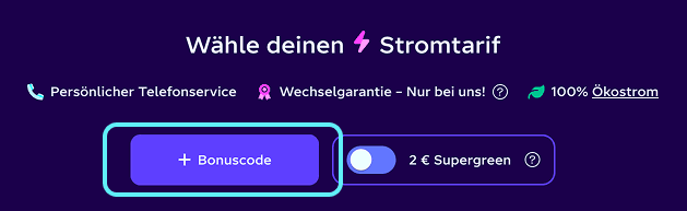 Du löst deinen Gutschein ein, indem du auf den Bonuscode Button klickst.