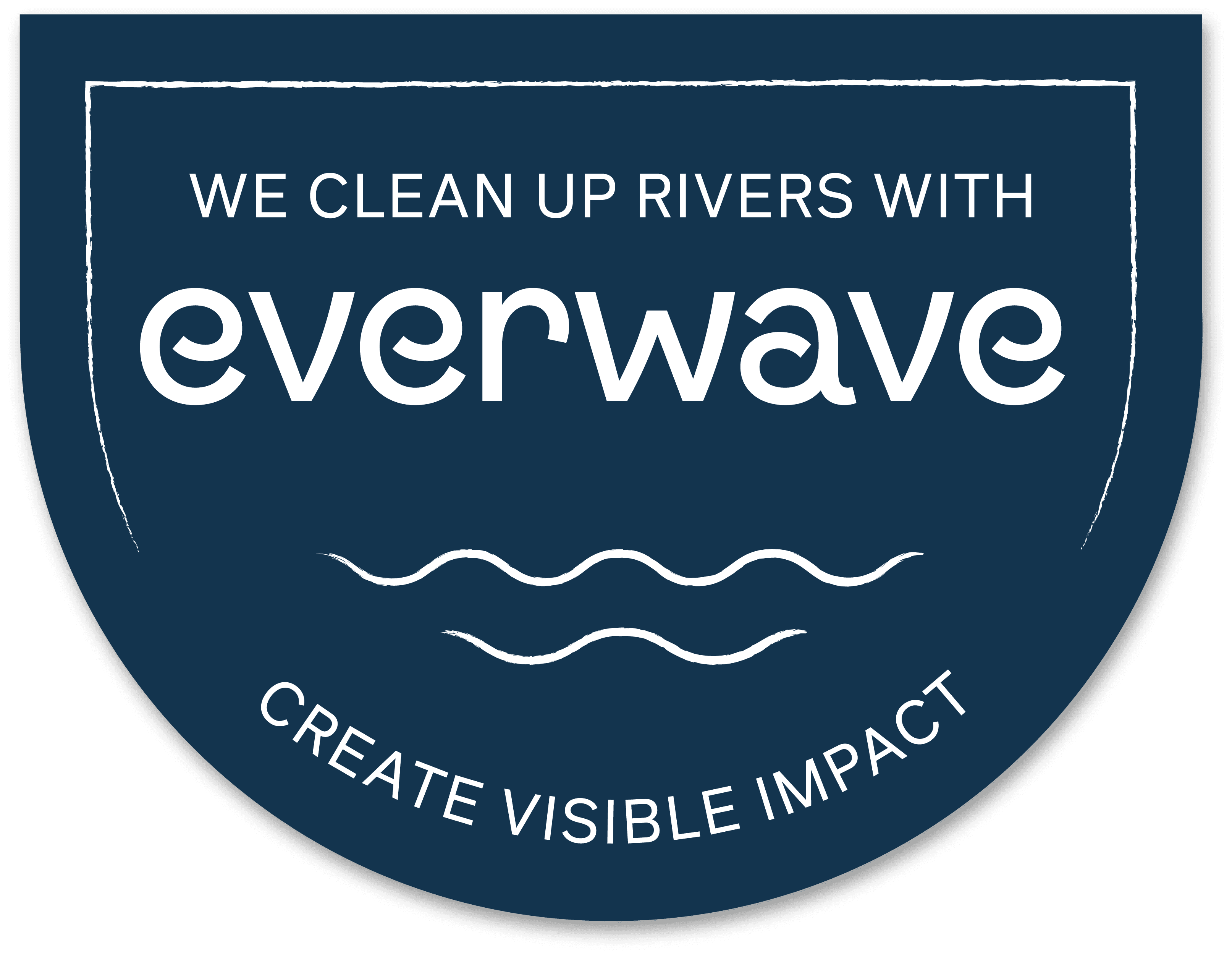 everwave siegel mit dem text "we clean up rivers with everwave, create visible impact"